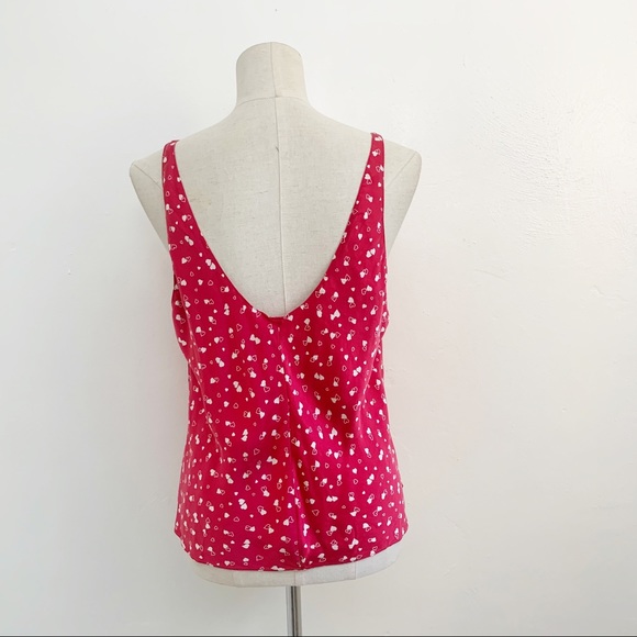 SOLD Y2K Silk Red Heart Print Cami Tank Top - Picture 4 of 7